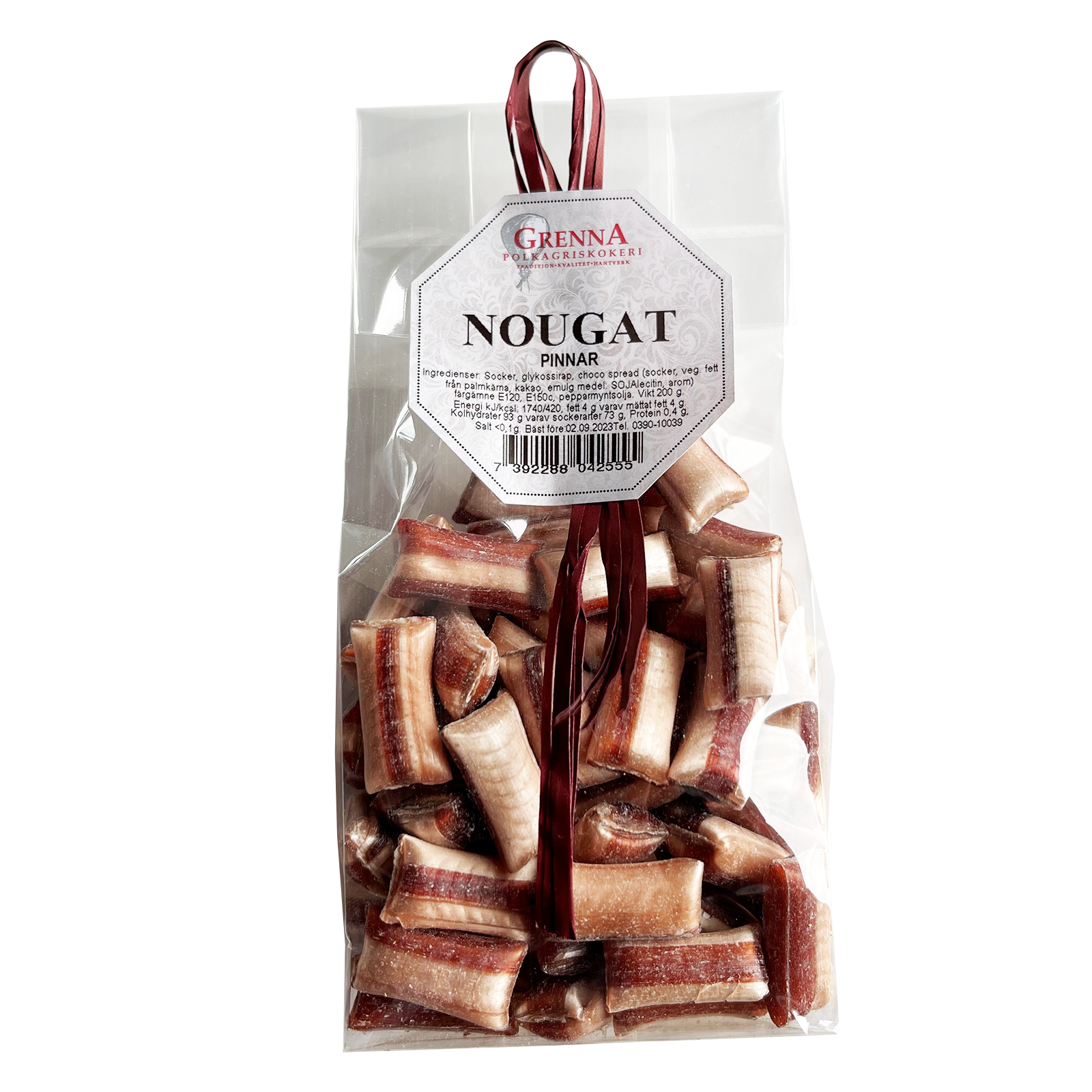 Chocolate filled nougat sweets